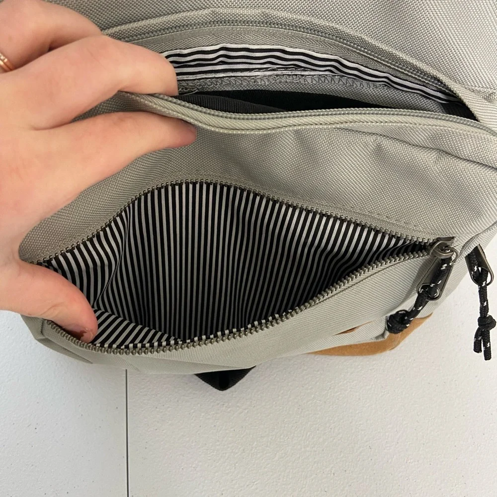 Steve Madden Barnett Avenue gray canvas pocket adjustable strap lined‎ backpack